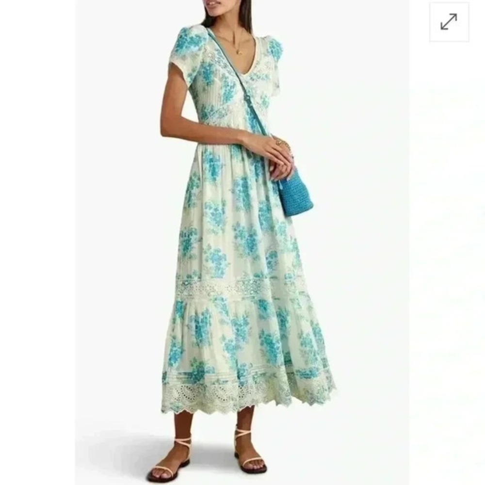 Rare LoveShackFancy Love Shack Fancy Cotton Floral Dress Galil Broderie Anglaise - Picture 7 of 15